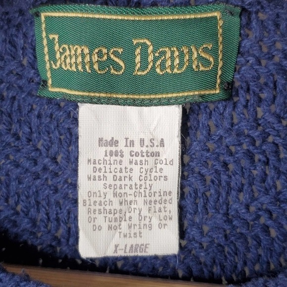 Vintage James Davis Knit Sweater Blue Size XL - Picture 6 of 7